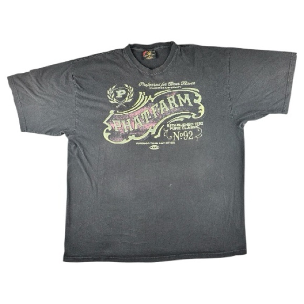 Vintage Phat Farm T-Shirt Men’s 4XL Faded Black Graphic Y2K Streetwear - Picture 8 of 14